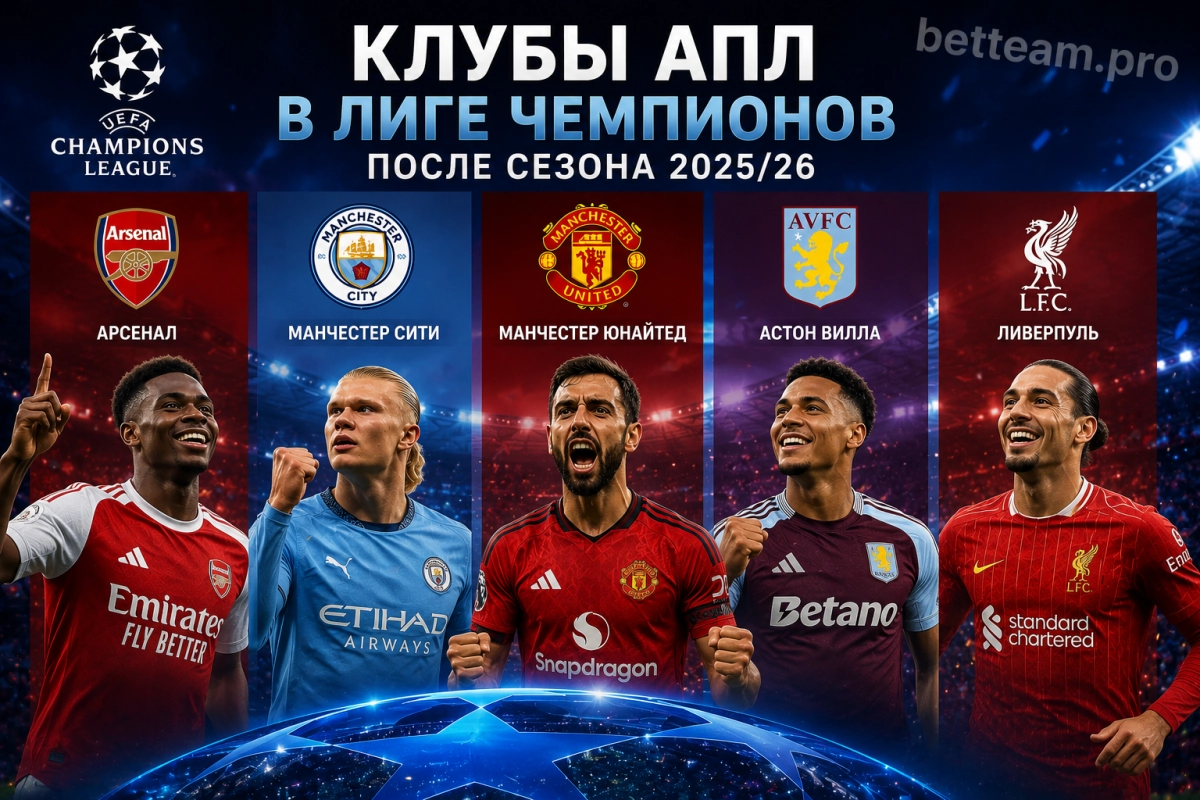 Клубы АПЛ в Лиге чемпионов после сезона 2025/26