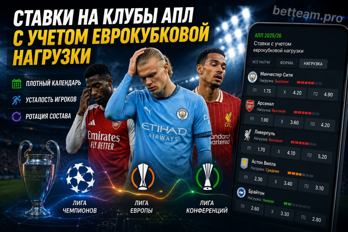 Ставки на клубы АПЛ с учетом еврокубковой нагрузки