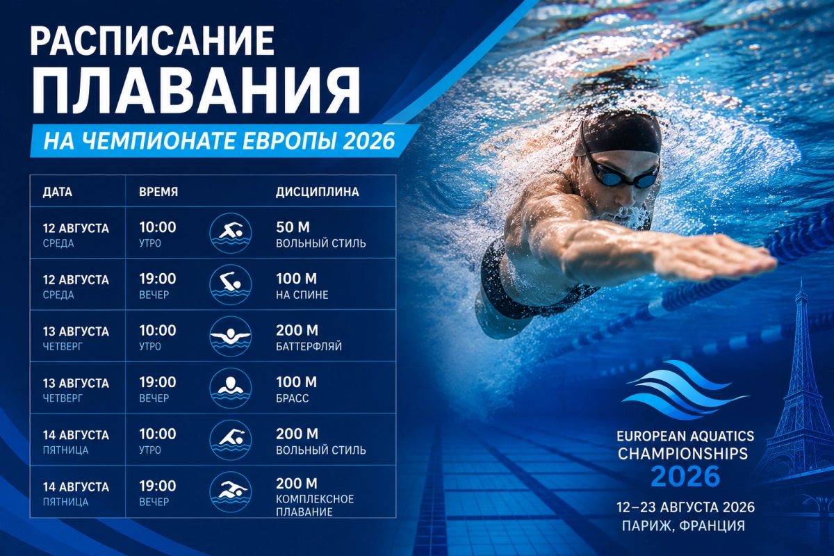 Расписание плавания на чемпионате Европы 2026