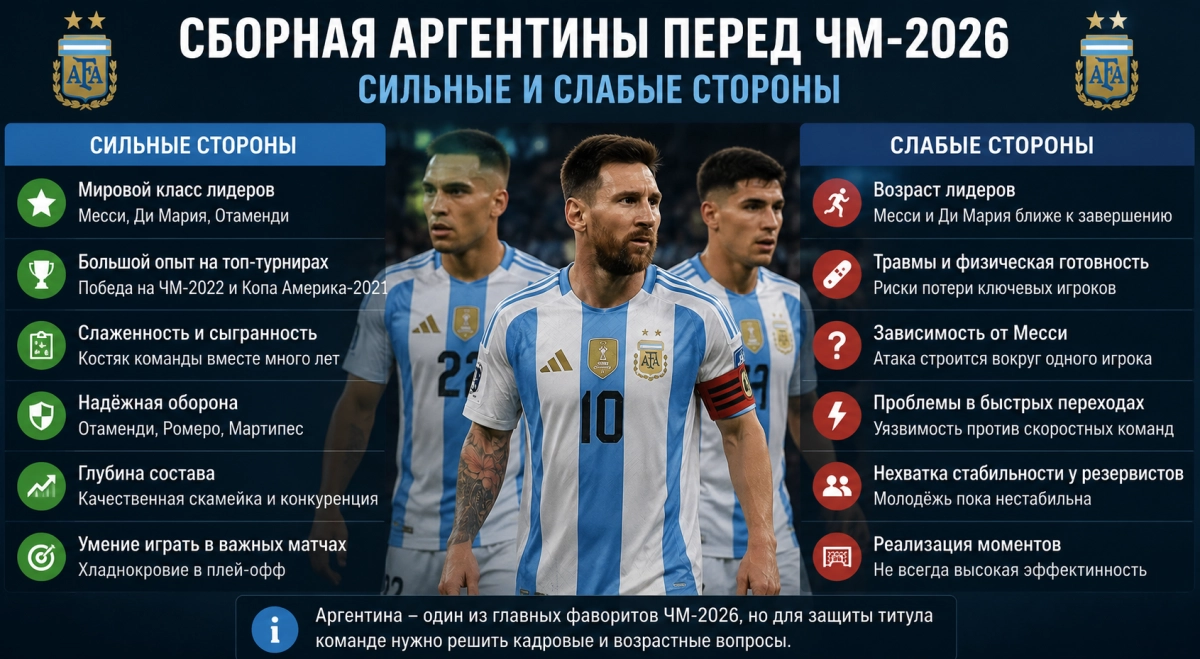 Сильные и слабые стороны сборной Аргентины перед ЧМ-2026
