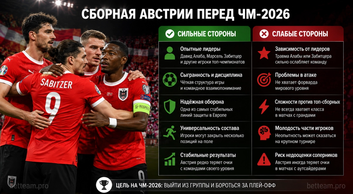 Сильные и слабые стороны сборной Австрии перед ЧМ-2026