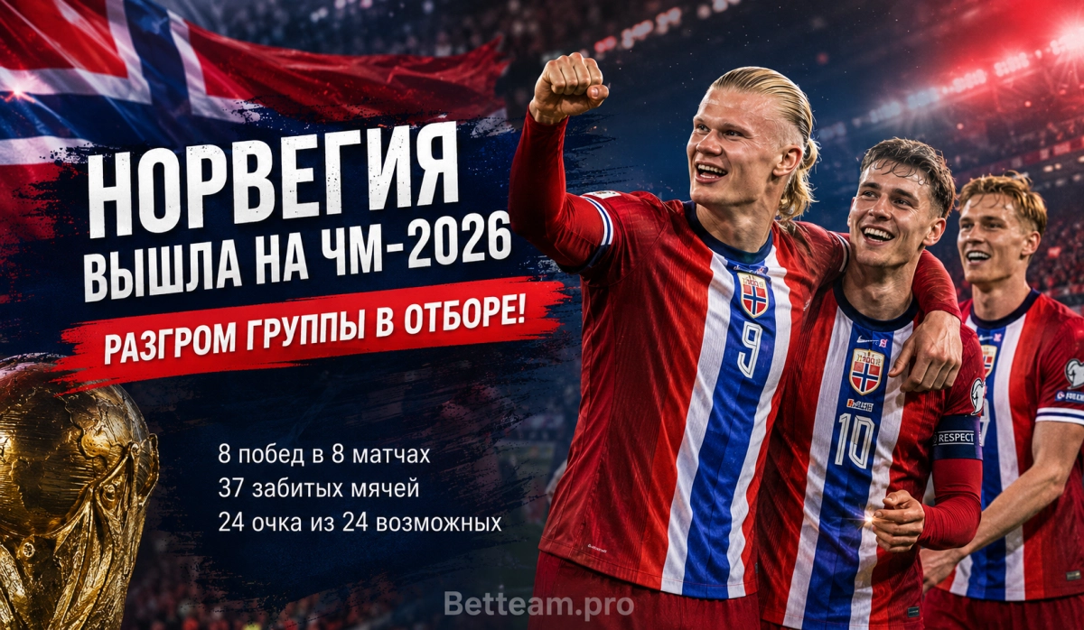 Сборная Норвегии прошла квалификацию на ЧМ-2026