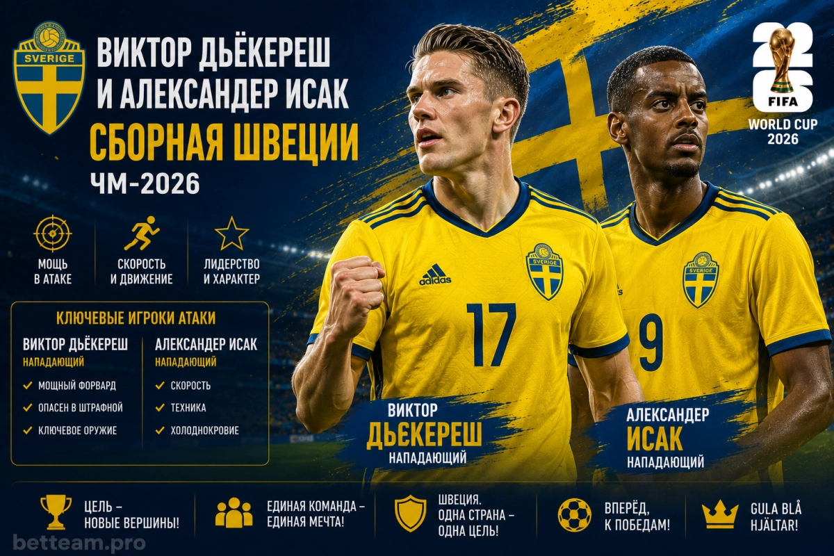 Виктор Дьёкереш и Александр Исак сборная Швеции ЧМ-2026