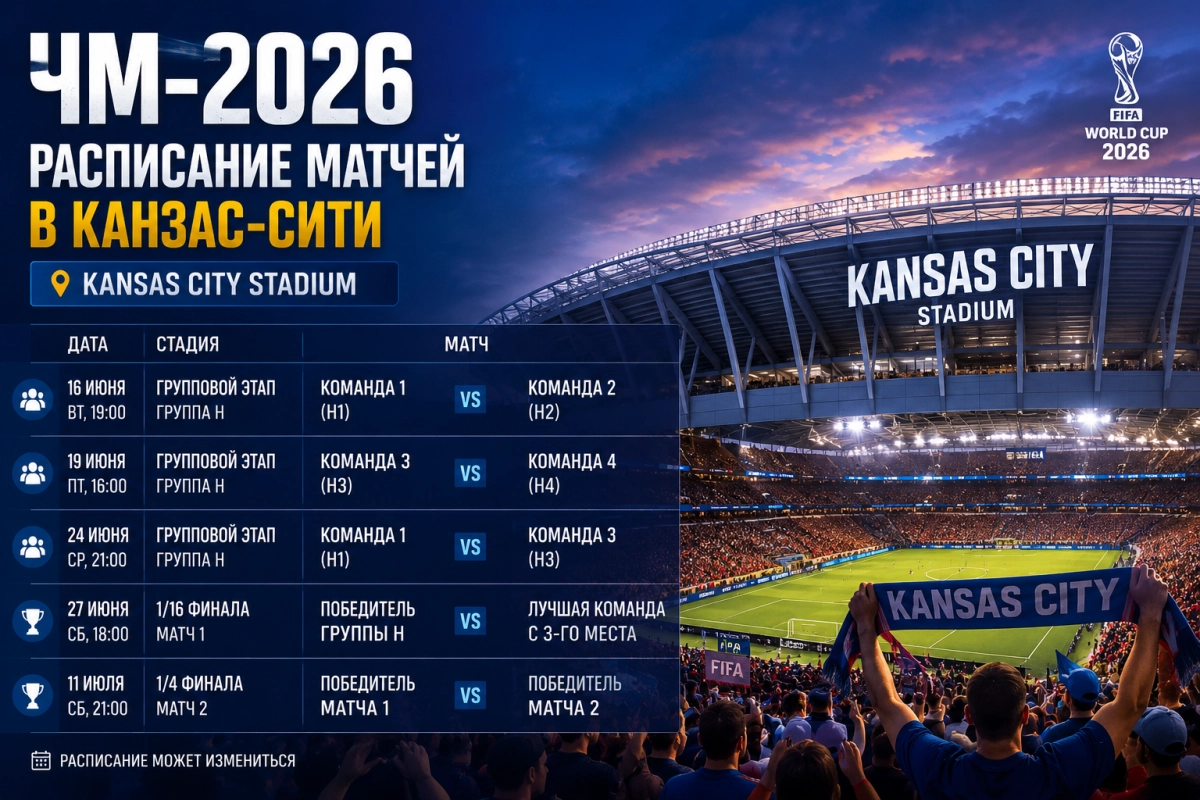 Расписание матчей ЧМ-2026 в Канзас-Сити на Kansas City Stadium