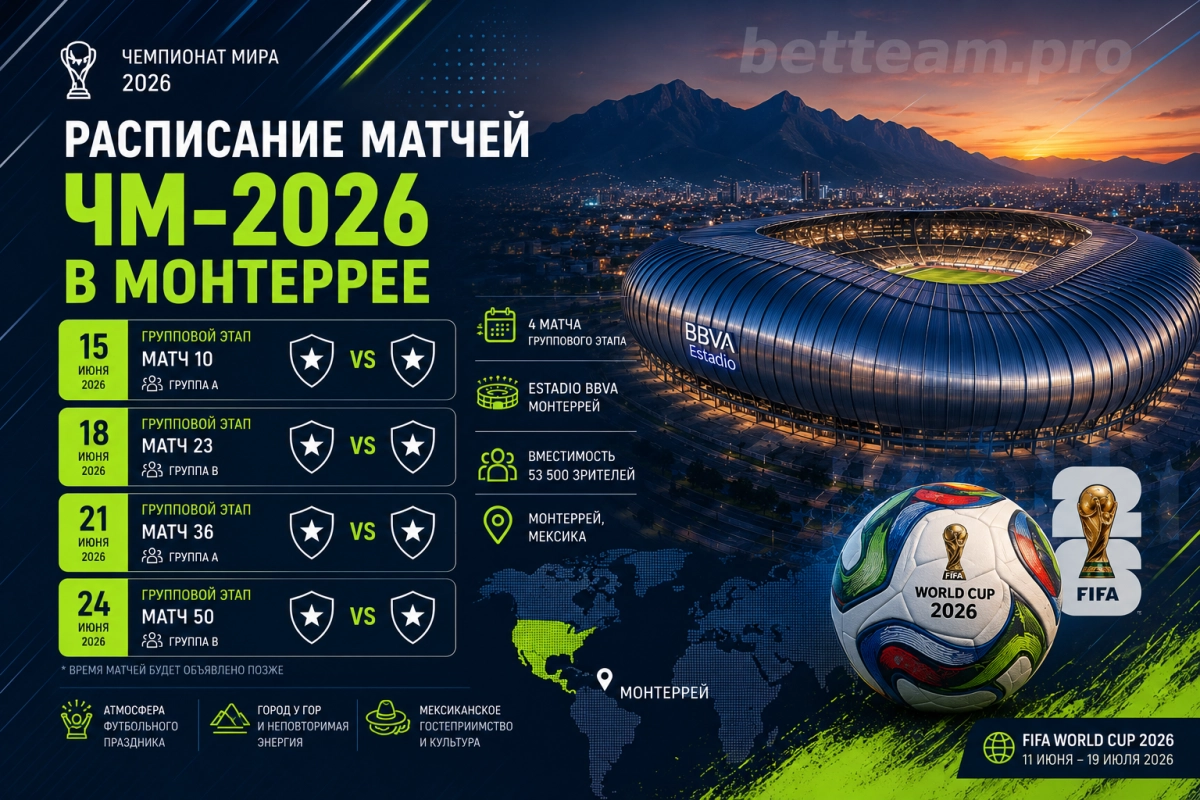 Расписание матчей ЧМ-2026 в Монтеррее