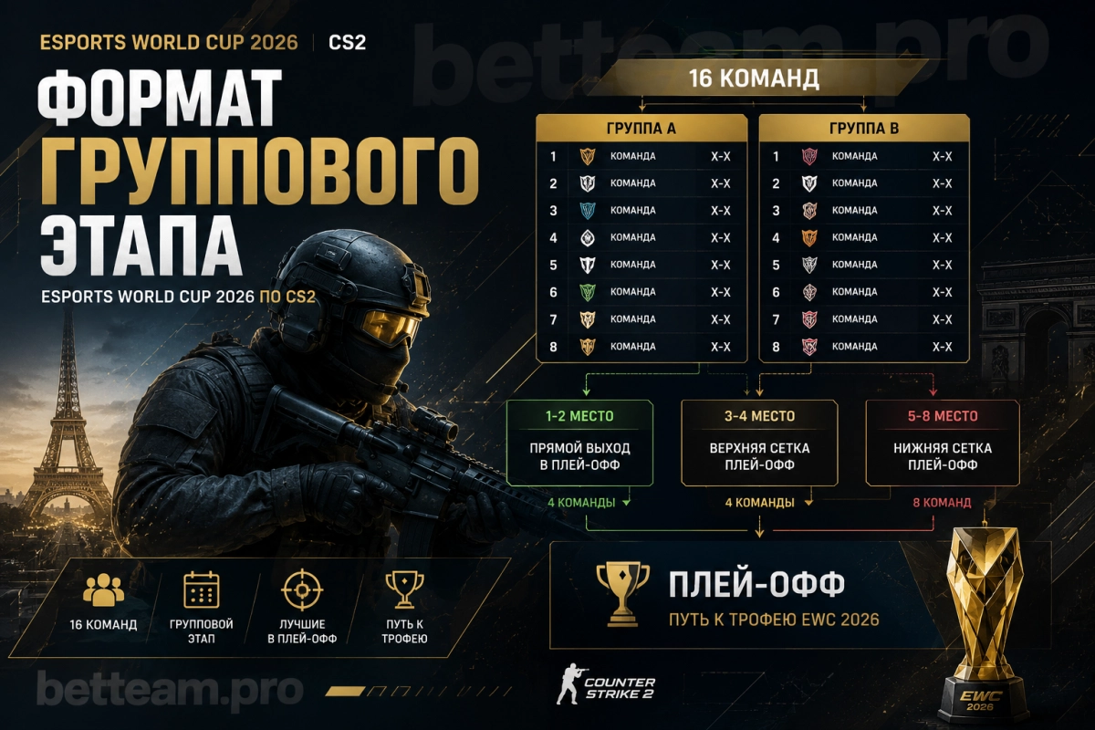 Формат группового этапа Esports World Cup 2026 по CS2