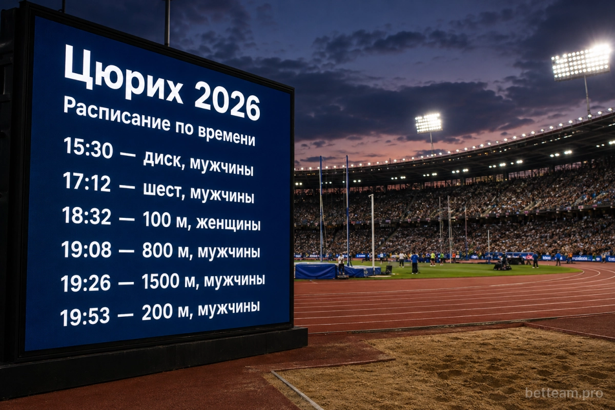 Расписание Diamond League в Цюрихе 2026 по времени