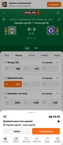 Ставка на Двойной шанс в Винлайн