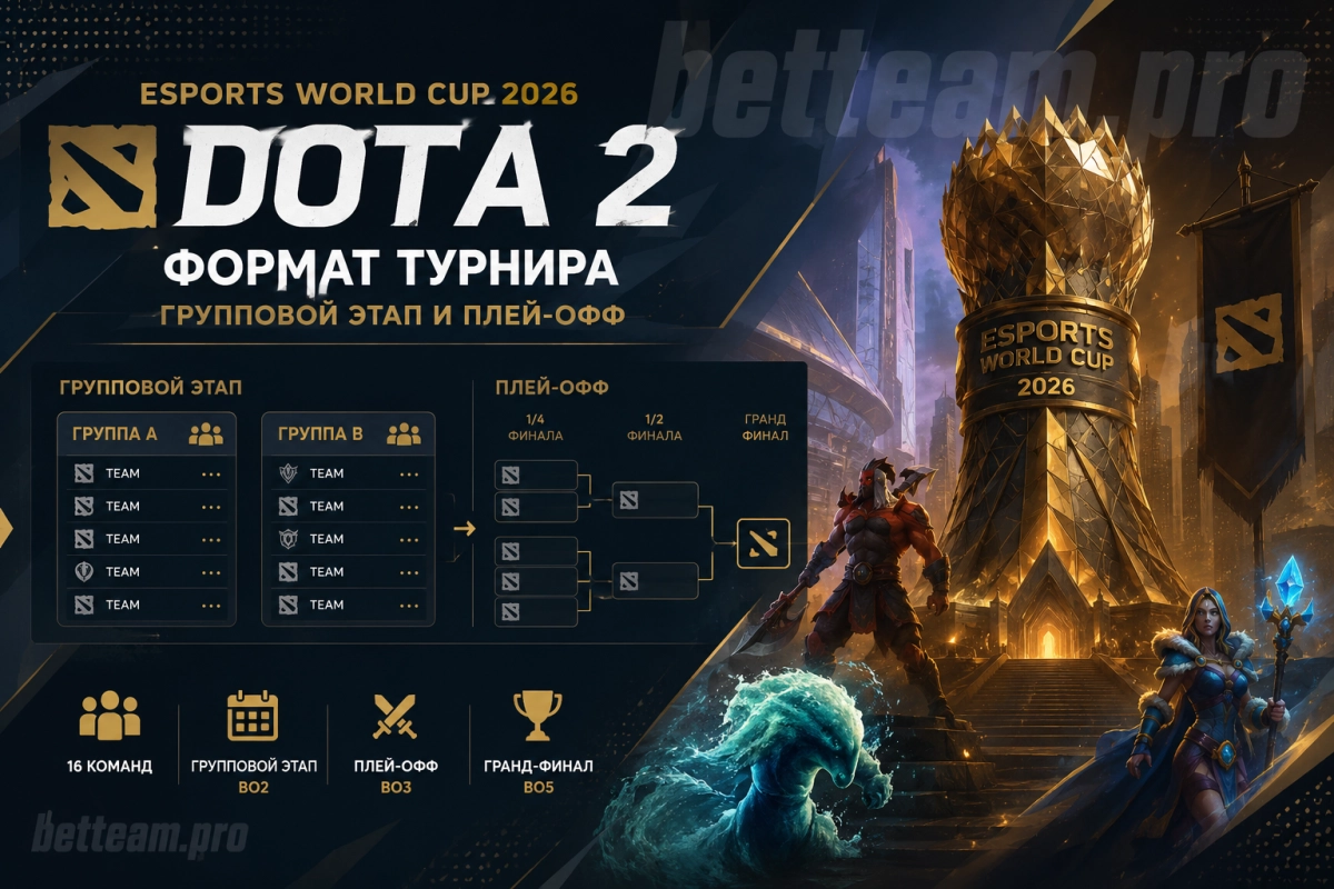 Формат Esports World Cup 2026 по Dota 2 &mdash; групповой этап и плей-офф