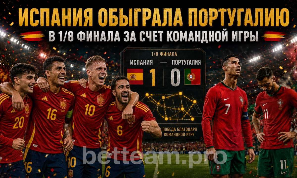 Испания обыграла Португалию в 1/8 финала за счёт командной игры