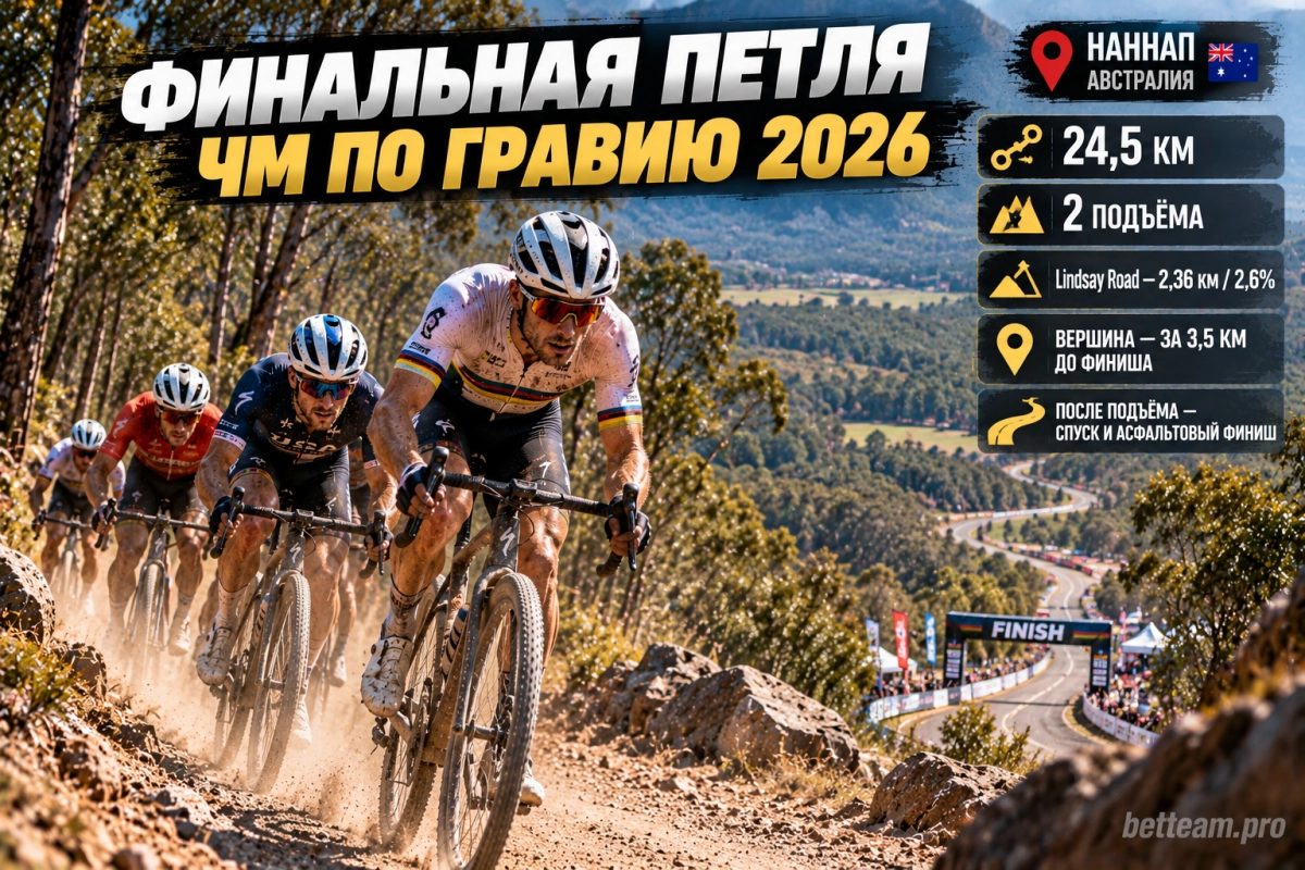 Финальная петля мужской гонки ЧМ по гравийному велоспорту 2026