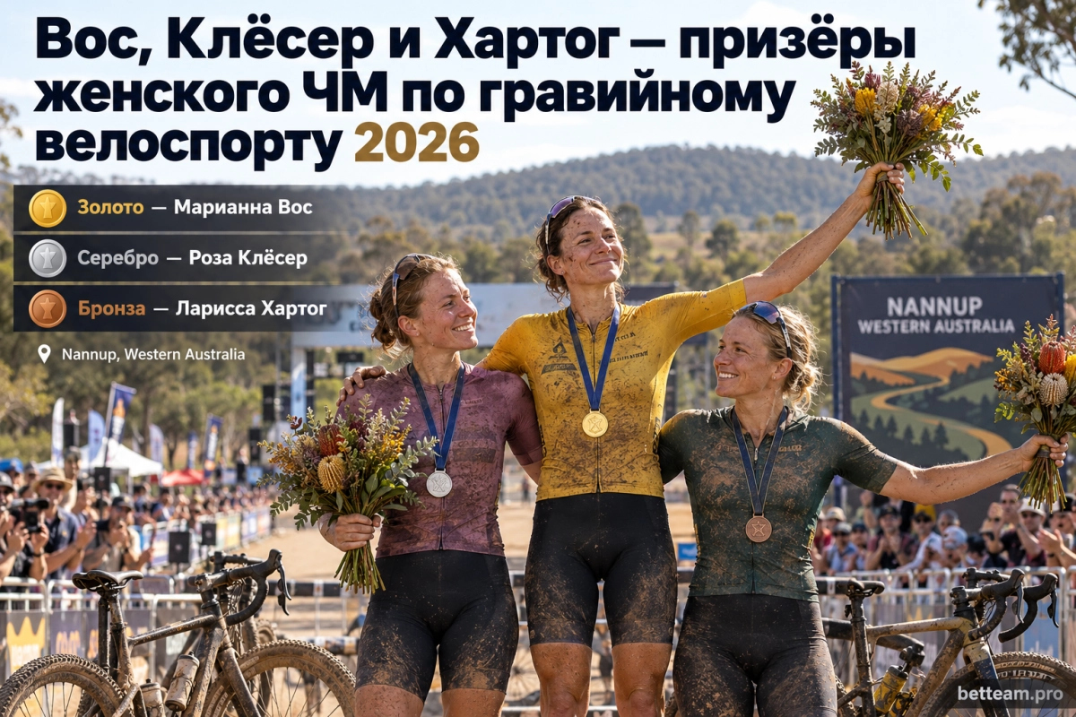 Вос, Клёсер и Хартог &mdash; призёры женского ЧМ по гравийному велоспорту 2026