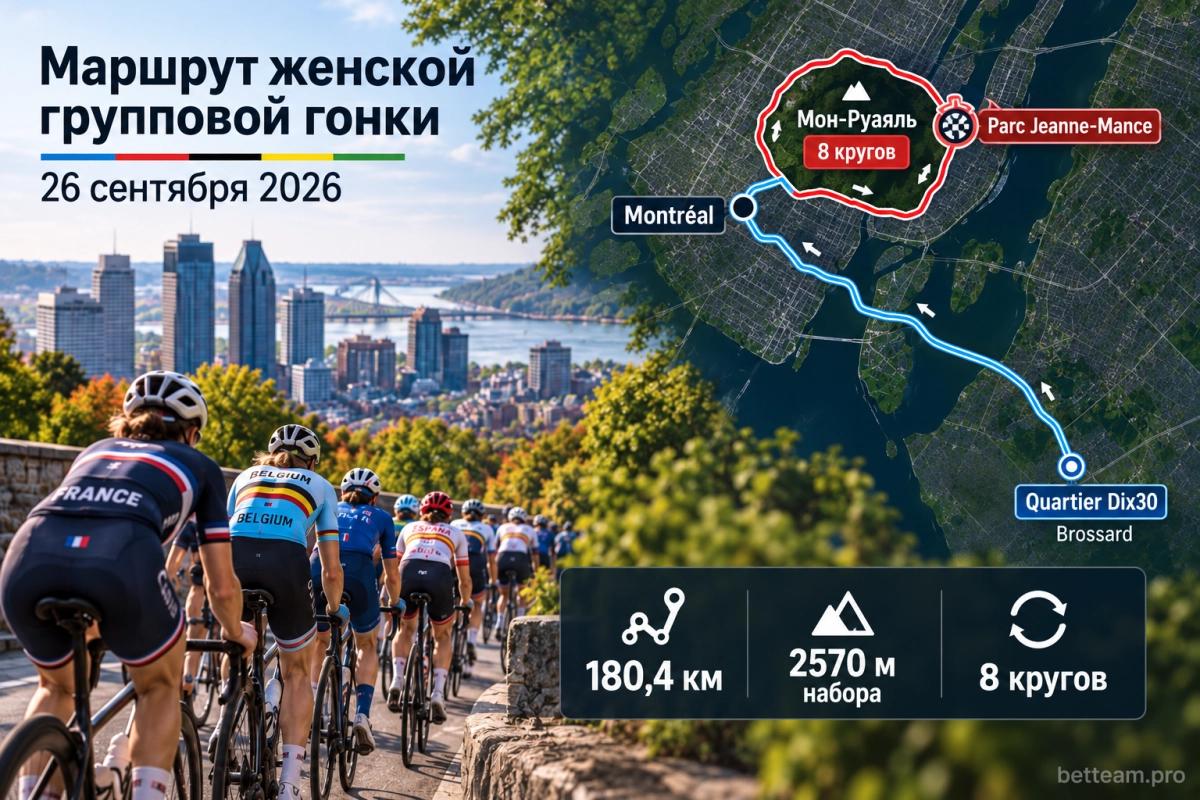 Маршрут женской групповой гонки чемпионата мира по велоспорту 2026