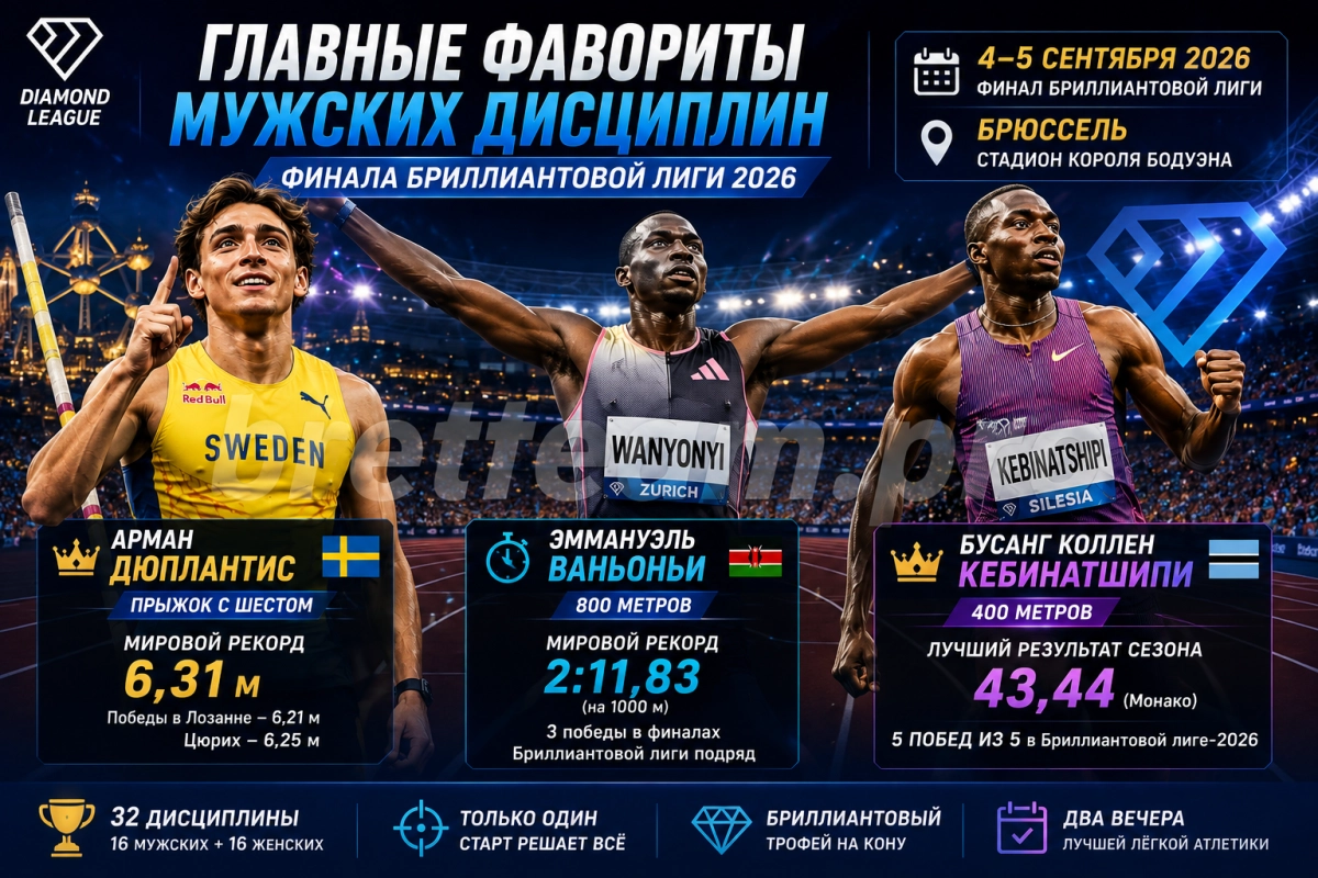 Дюплантис, Ваньоньи и главные фавориты мужского финала Бриллиантовой лиги