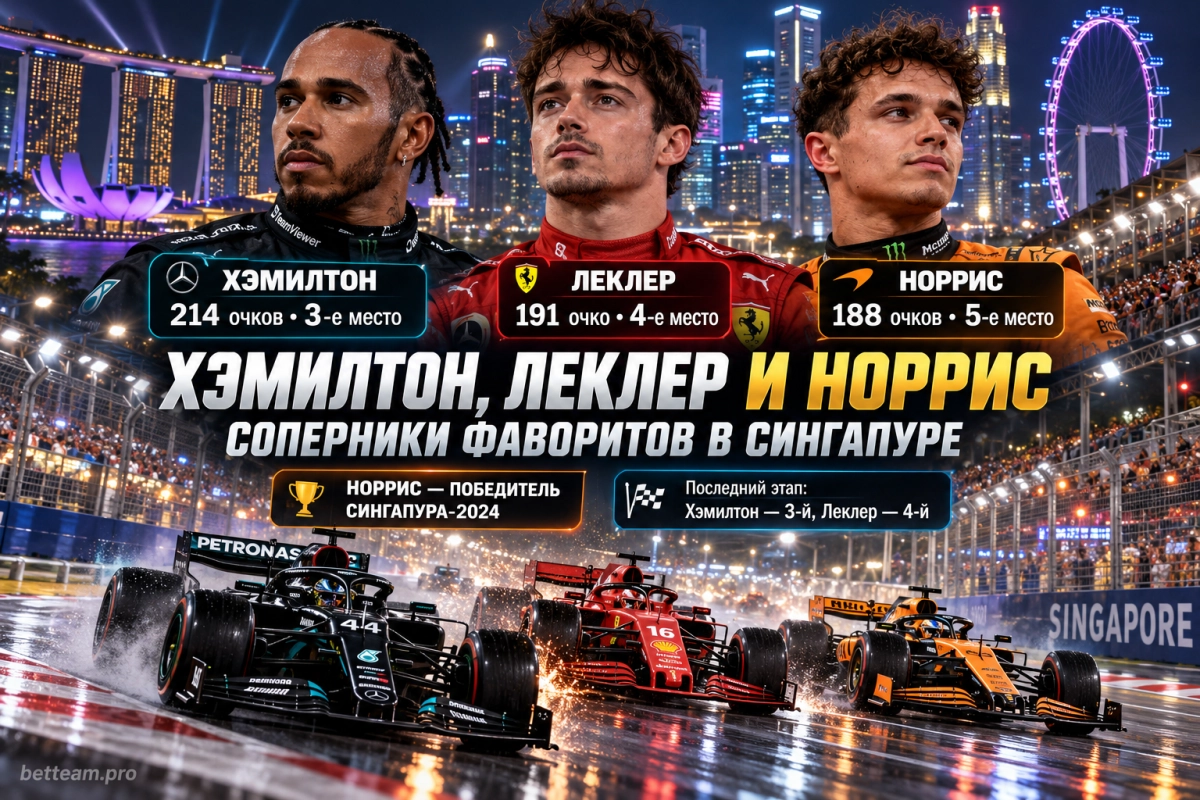 Хэмилтон, Леклер и Норрис &mdash; соперники фаворитов в Сингапуре
