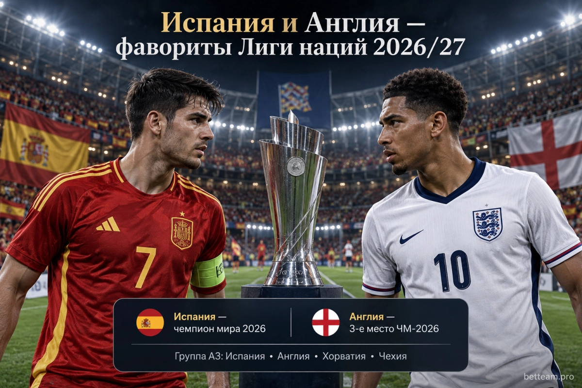 Испания и Англия &mdash; фавориты Лиги наций 2026/27