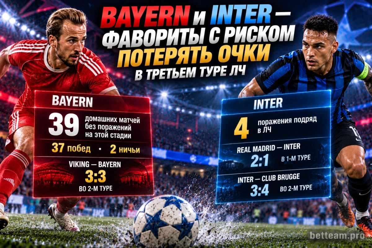 Bayern и Inter &mdash; фавориты с риском потери очков в третьем туре ЛЧ