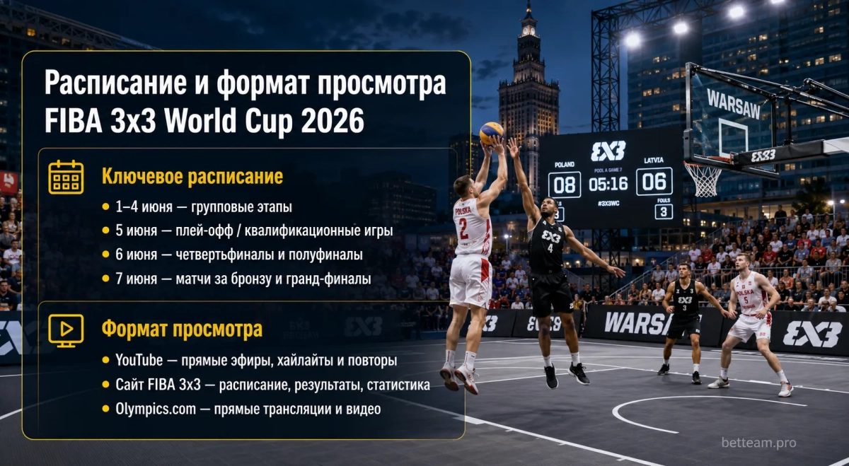 Расписание и формат просмотра FIBA 3x3 World Cup 2026