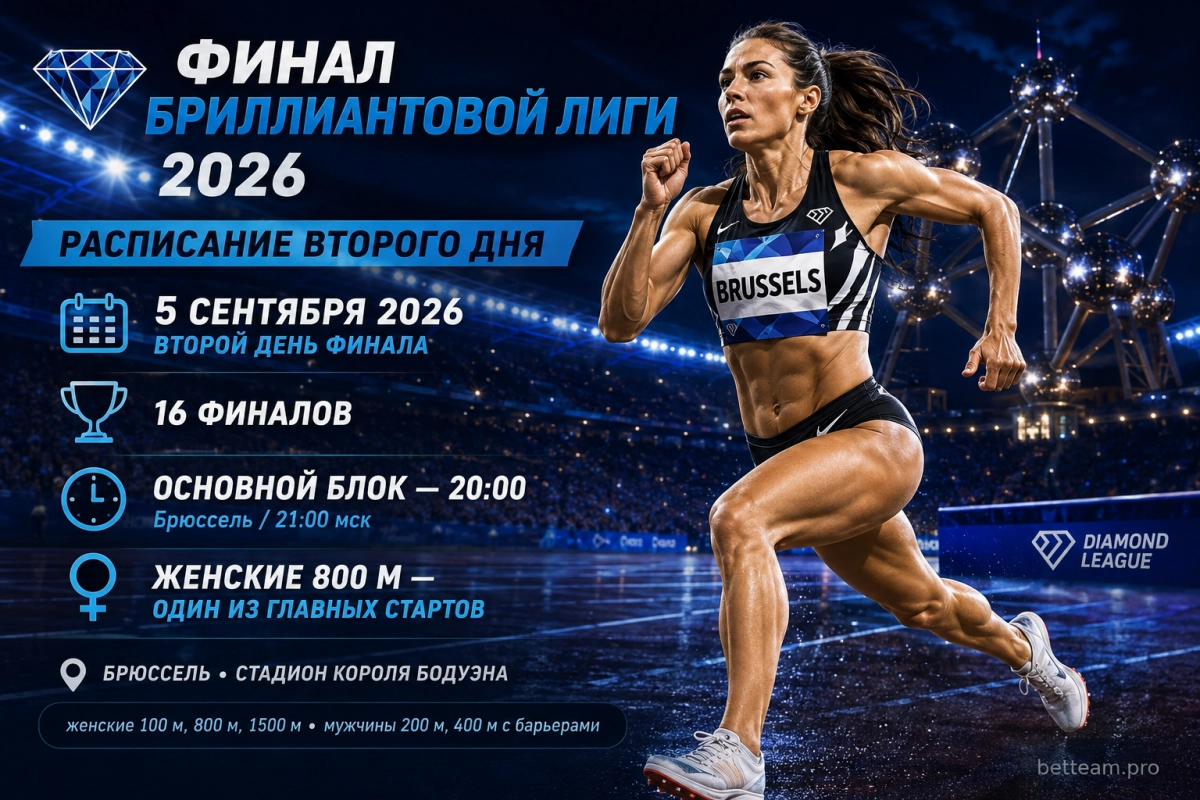 Расписание второго дня финала Бриллиантовой лиги 2026