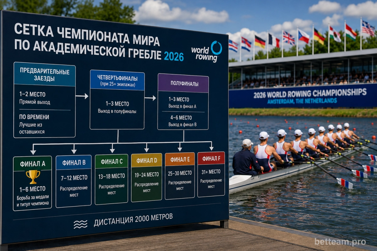 Схема четвертьфиналов чемпионата мира по академической гребле 2026