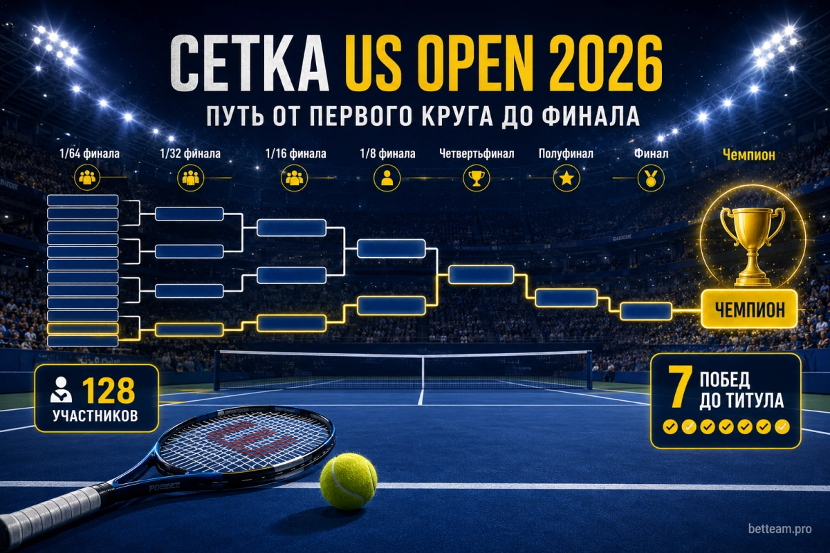 Сетка US Open 2026 и путь от первого круга до финала