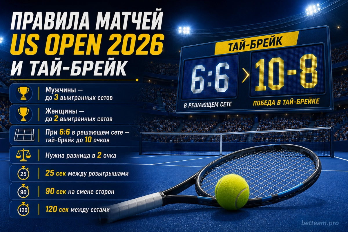 Правила матчей US Open 2026 и тай-брейк