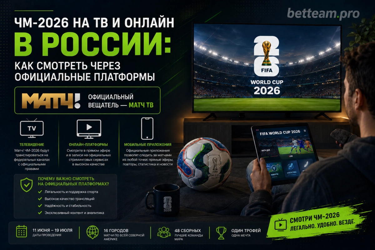Как смотреть ЧМ-2026 на разных устройствах: ТВ, ноутбук, телефон, Smart TV