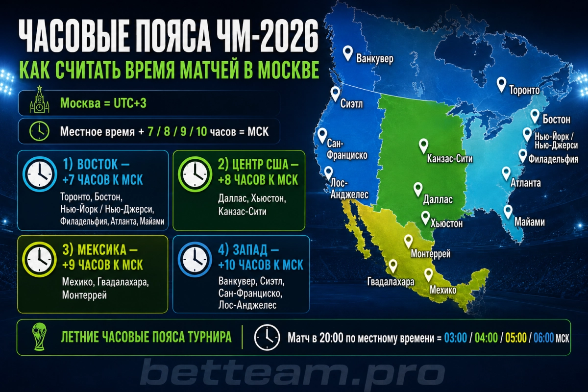 Часовые пояса ЧМ-2026: как считать время матчей в Москве