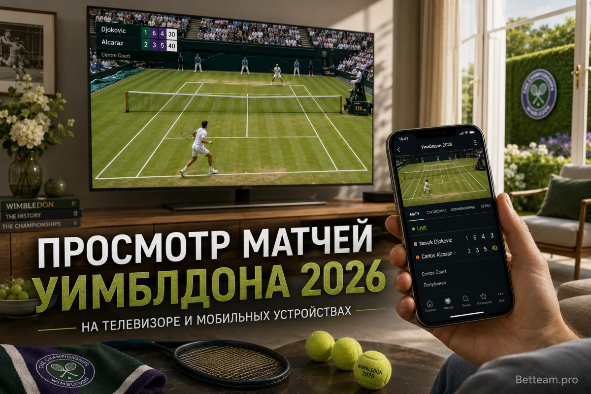 Просмотр матчей Уимблдона 2026 на телевизоре и мобильных устройствах