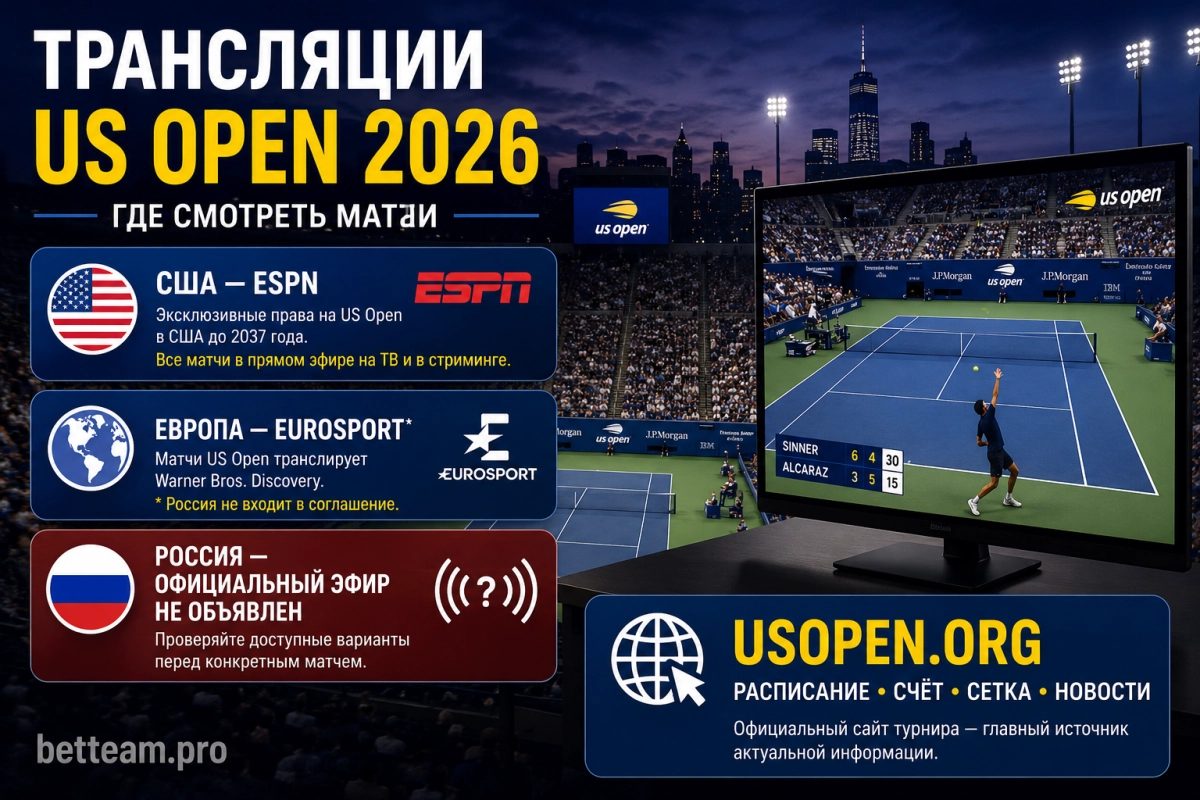 Трансляции US Open 2026