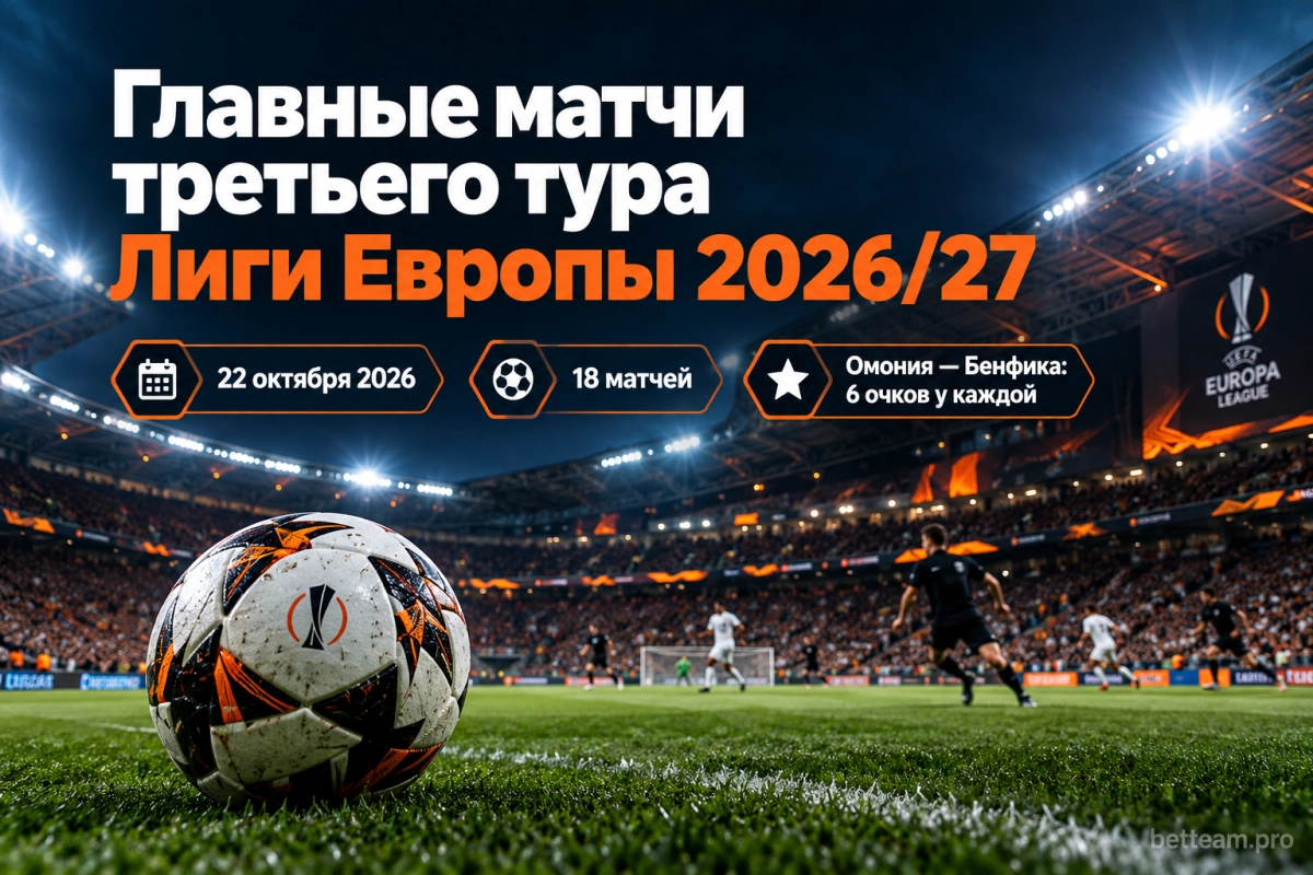 Главные матчи третьего тура Лиги Европы 2026/27