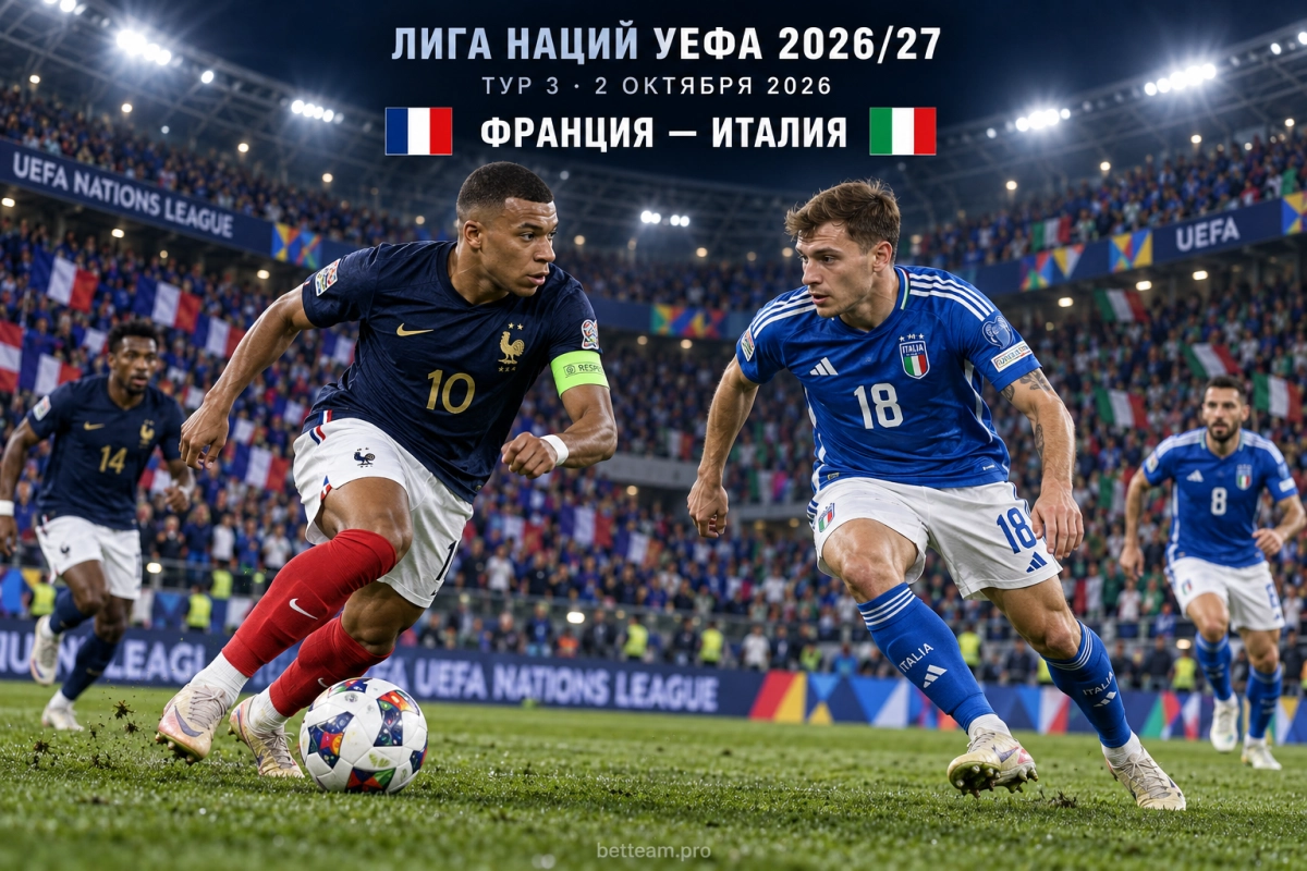 Франция &mdash; Италия в третьем туре Лиги наций 2026/27