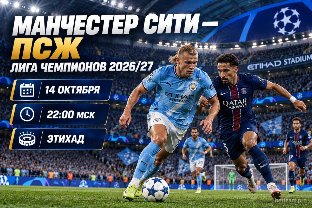 Манчестер Сити &mdash; ПСЖ: главный матч второго тура Лиги чемпионов