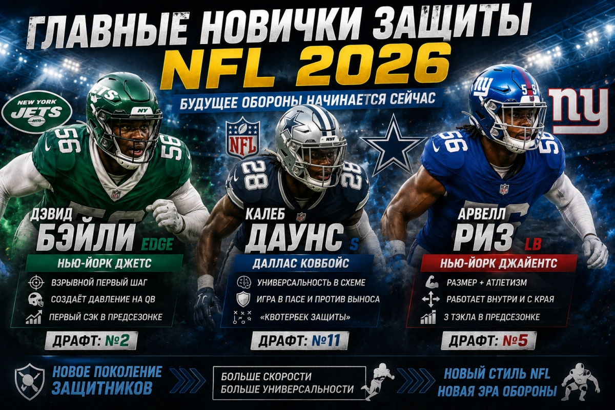 Дэвид Бэйли и Калеб Даунс &mdash; главные новички защиты NFL 2026