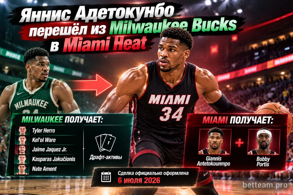 Яннис Адетокунбо перешёл из Milwaukee Bucks в Miami Heat