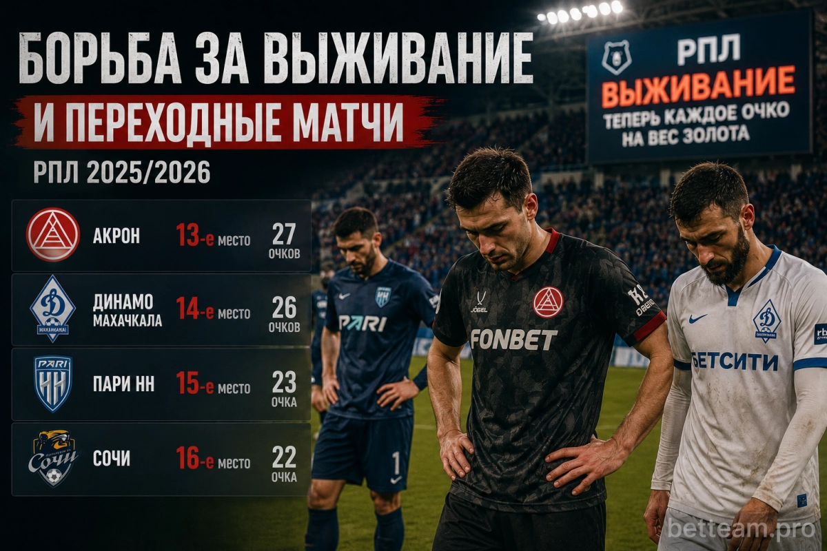 Борьба за выживание и переходные матчи РПЛ 2025/2026