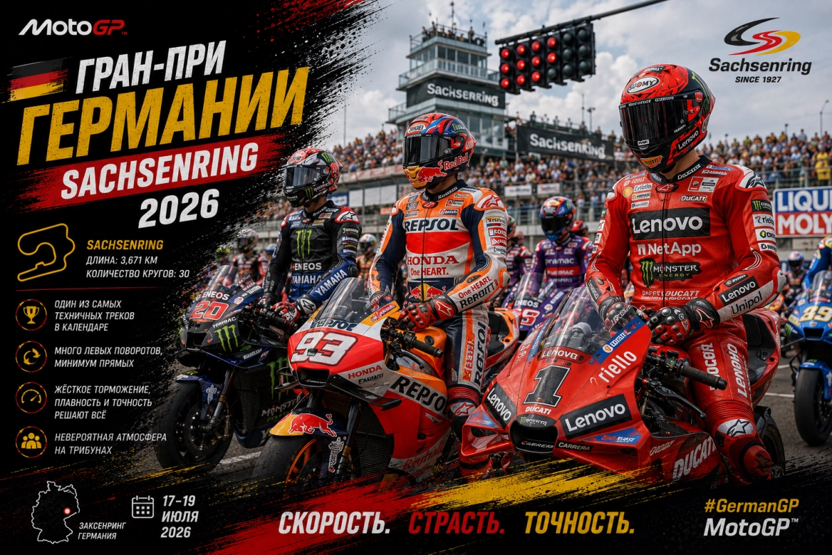 Мотоциклисты MotoGP перед стартом Гран-при Германии