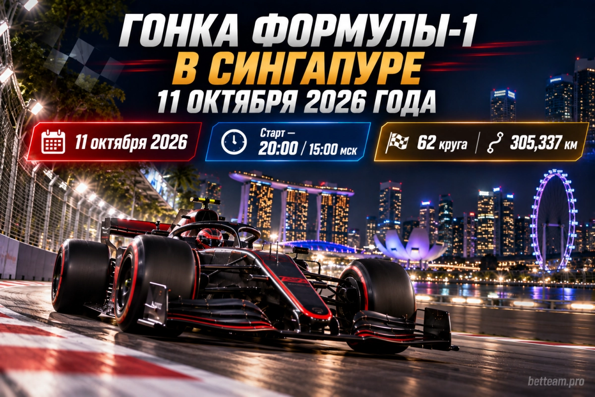 Гонка Формулы-1 в Сингапуре 11 октября 2026 года