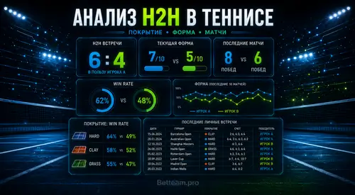 анализ h2h теннис покрытие форма матчи