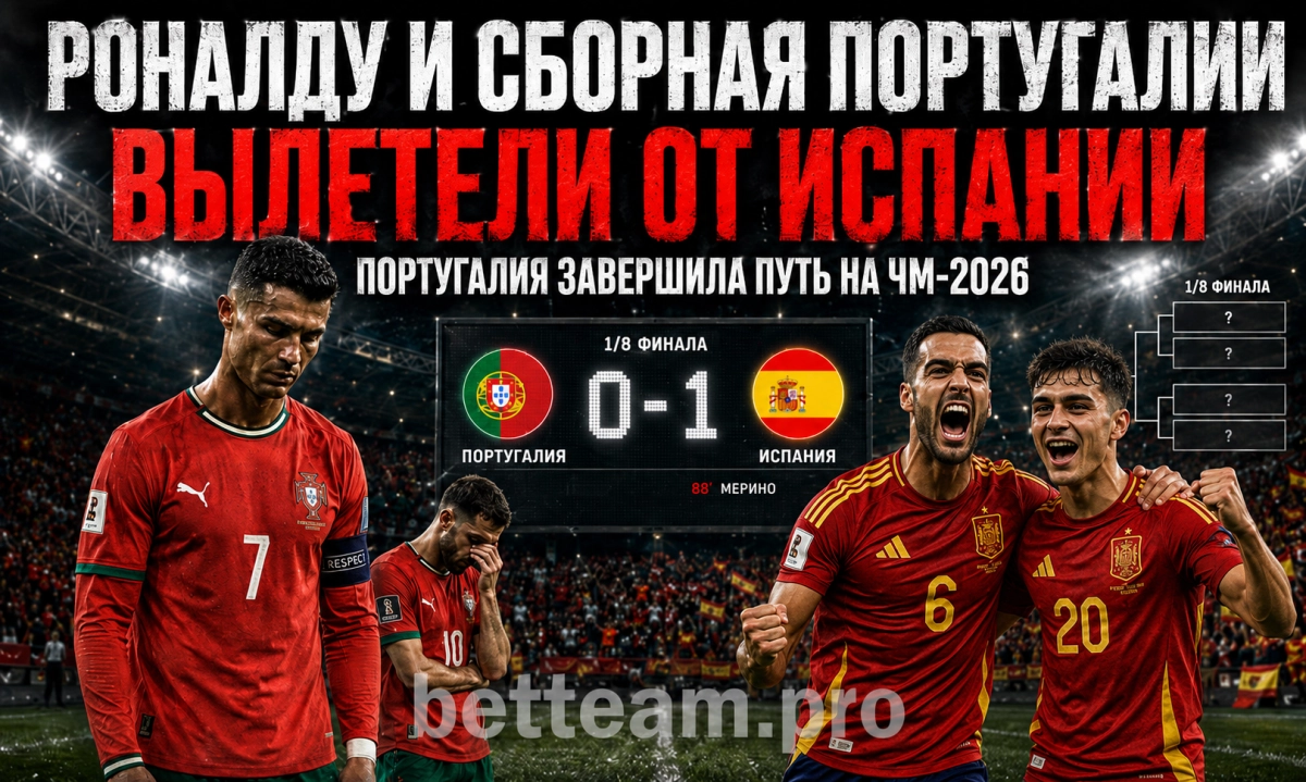 Роналду и сборная Португалии вылетели от Испании