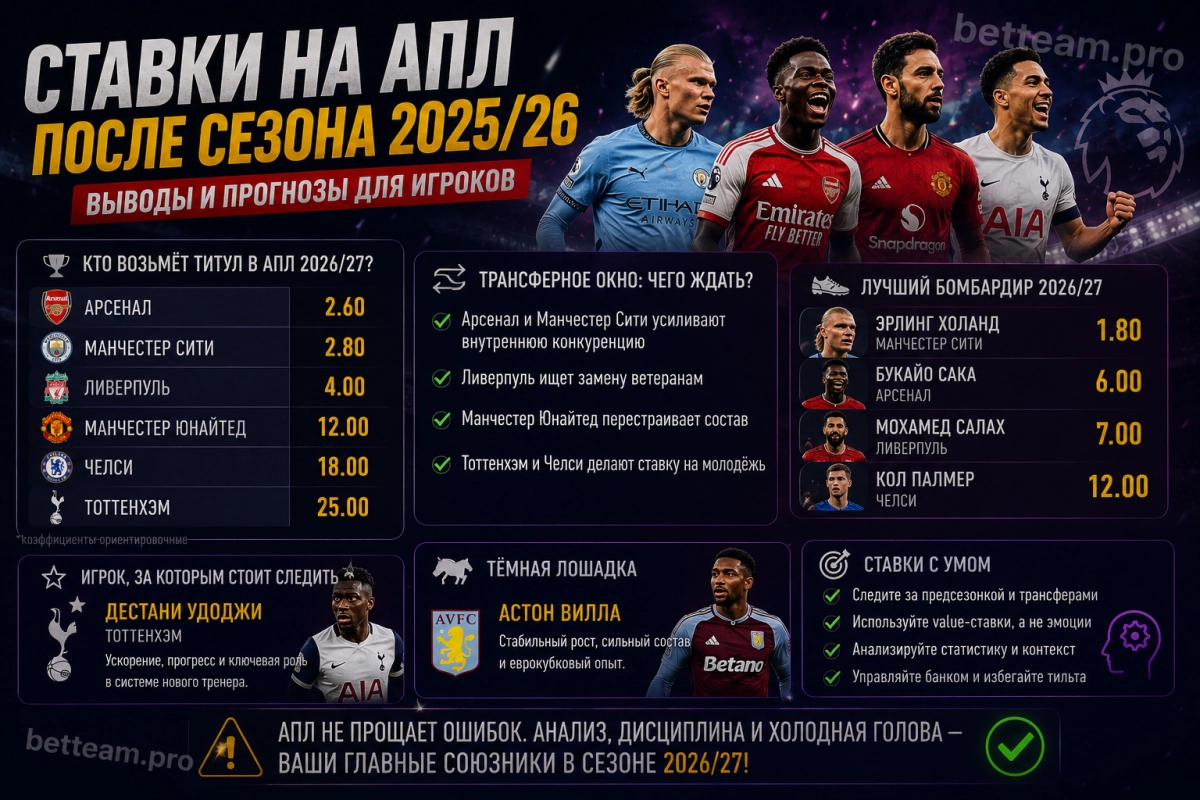 Ставки на АПЛ после сезона 2025/26 и выводы для игроков