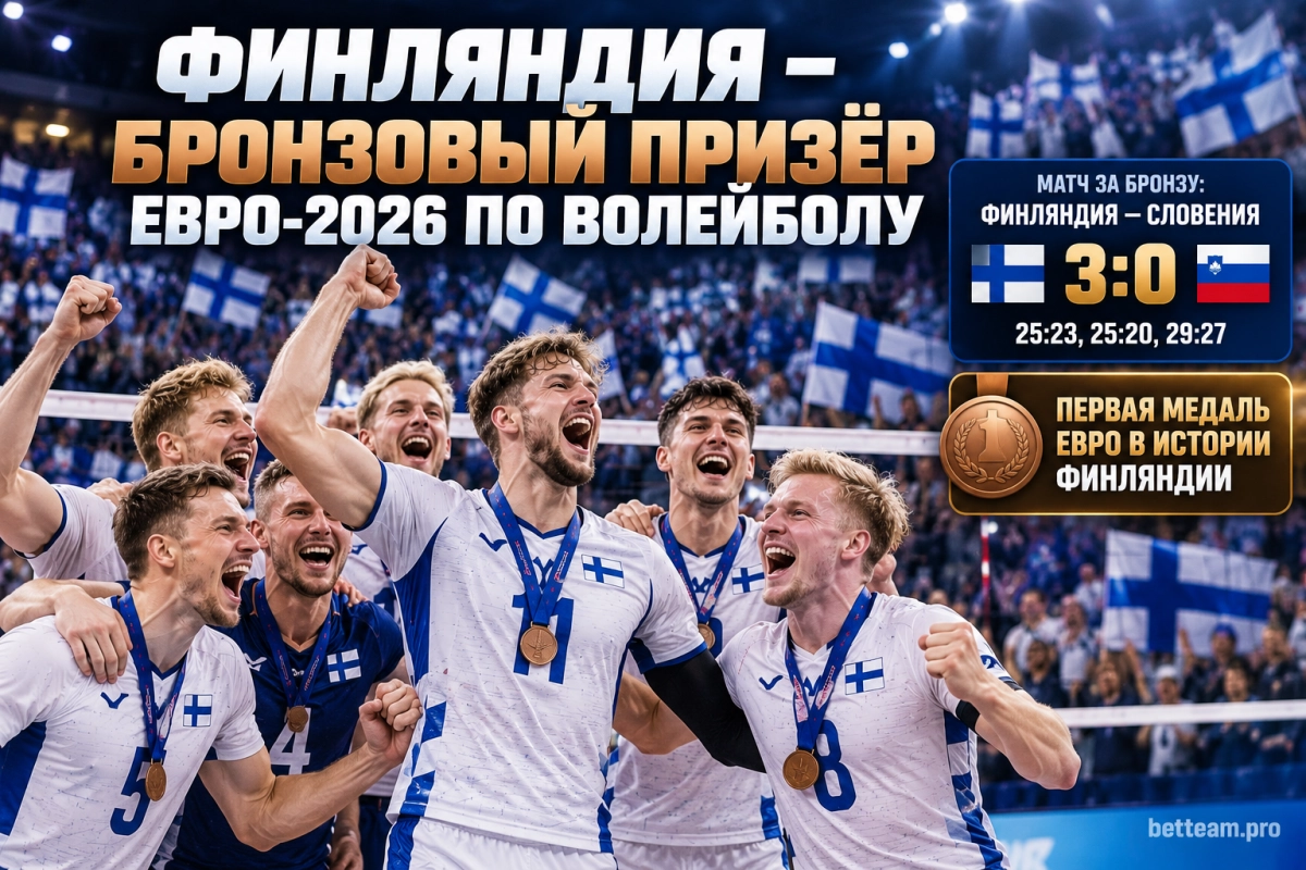 Финляндия &mdash; бронзовый призёр Евро-2026 по волейболу