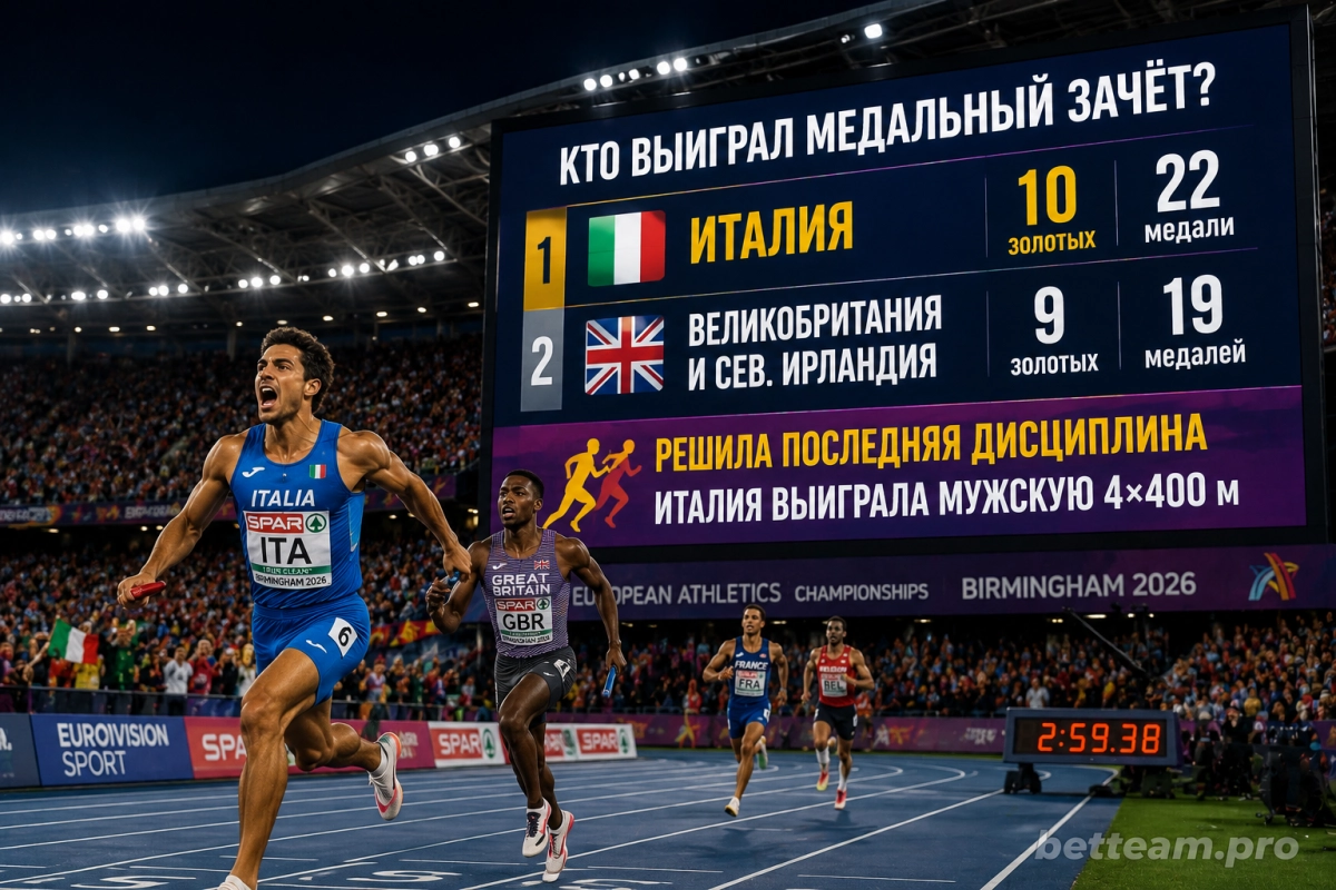 Медальный зачёт чемпионата Европы по лёгкой атлетике 2026