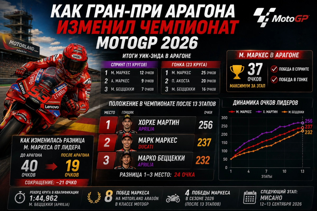 Как Гран-при Арагона изменил чемпионат MotoGP 2026