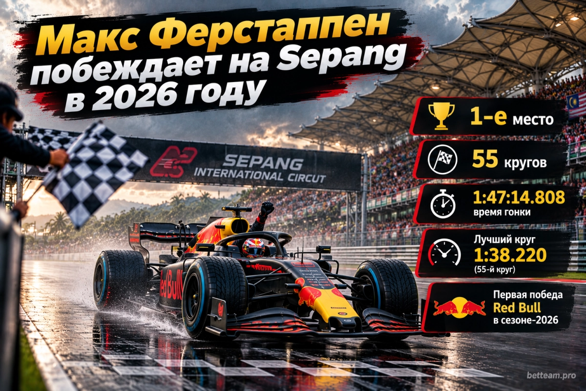 Макс Ферстаппен побеждает на Sepang в 2026 году
