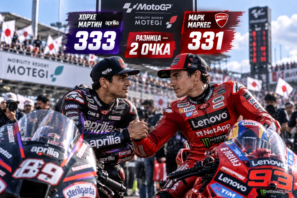 Мартин и Маркес разделены двумя очками после Гран-при Японии MotoGP 2026