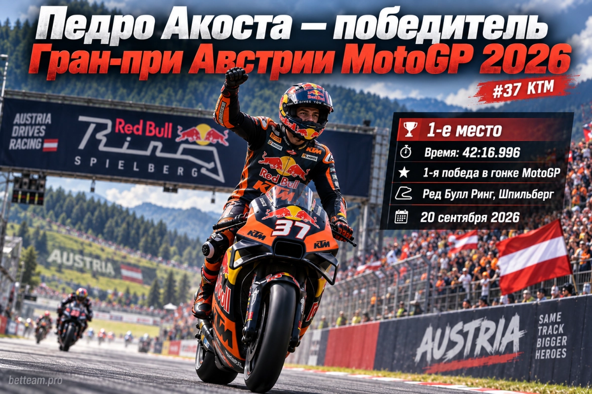 Педро Акоста &mdash; победитель Гран-при Австрии MotoGP 2026