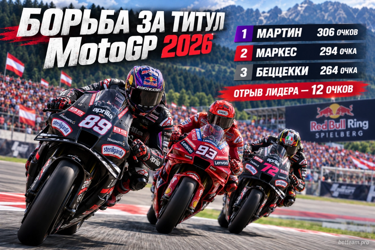 Борьба за титул MotoGP после Гран-при Австрии 2026