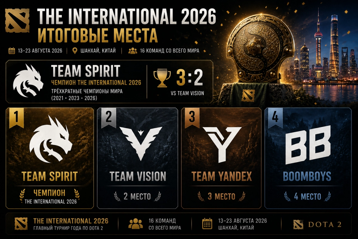Итоговые места команд на The International 2026