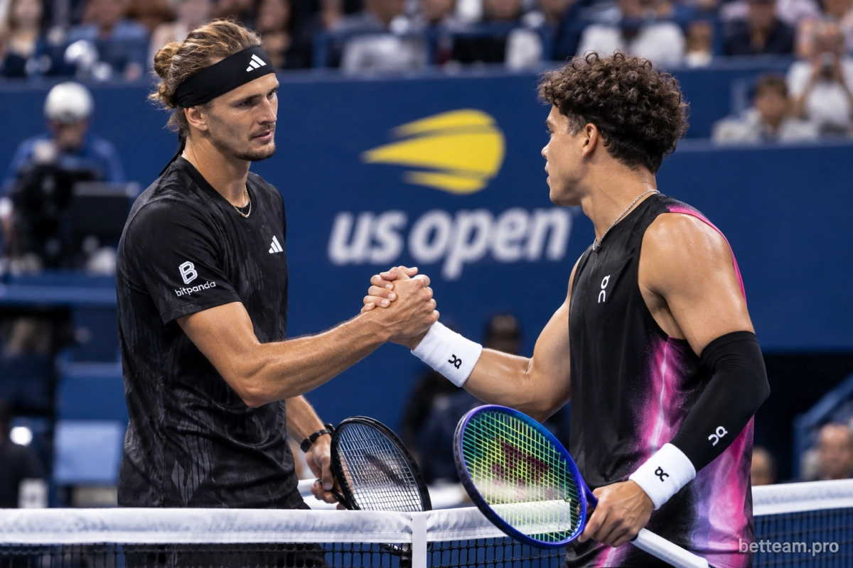 Александр Зверев и Бен Шелтон в финале US Open 2026